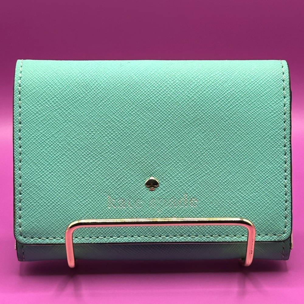 Kate Spade Cedar Street Aqua Blue Small Bi-fold Wallet 4.5” x 3.5” - Picture 2 of 11